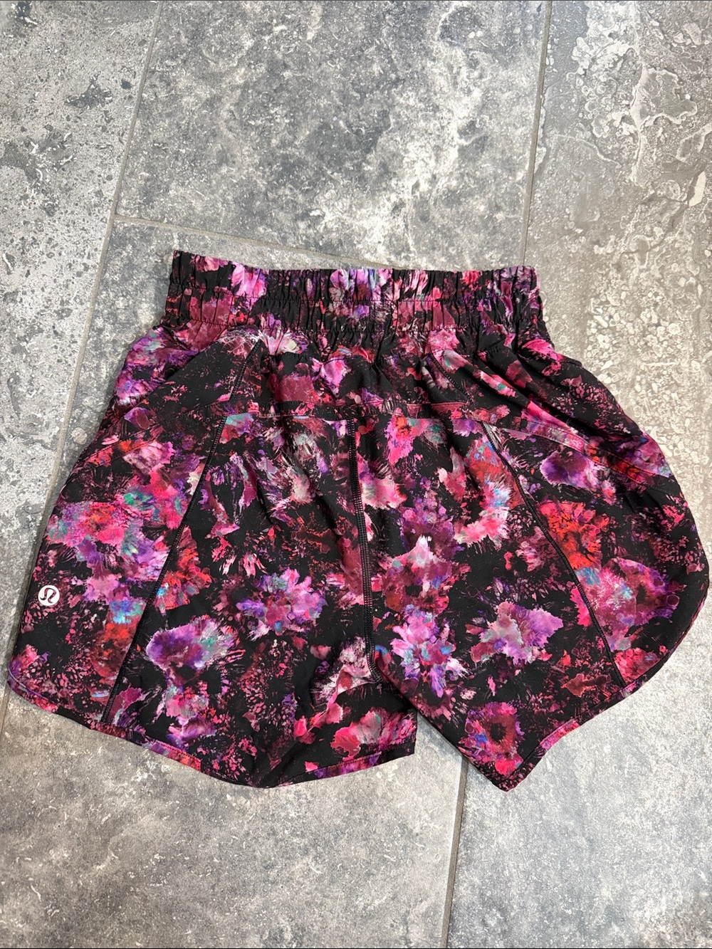 LULULEMON Black Floral Athletic Shorts SIZE 2